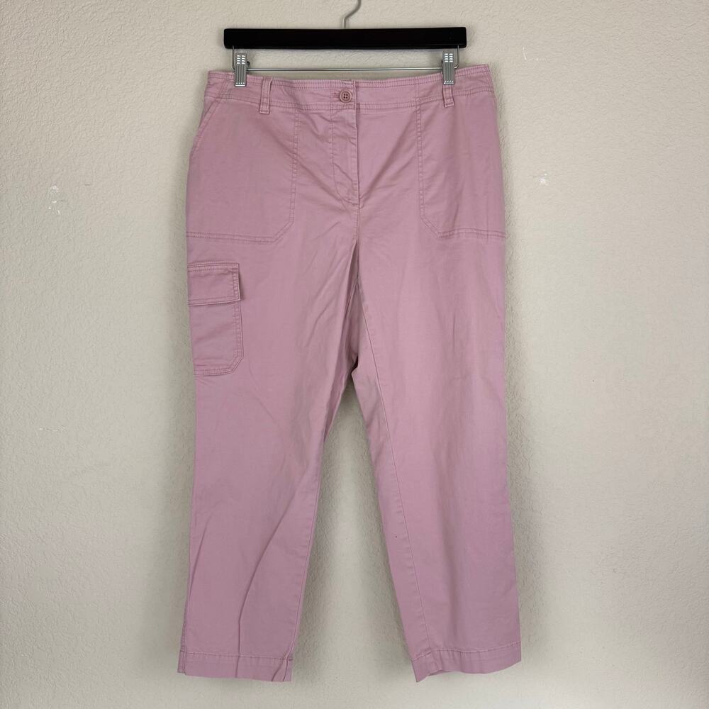 Talbots Pants Womens Plus Size 14 WP Pink Elastic Back Waist Ankle Cargo